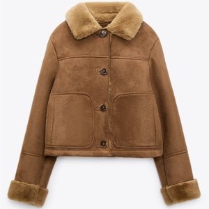 Zara double faced faux suede cropped jacket